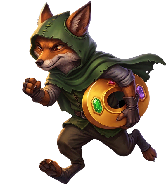 Rusco, le renard mascotte de Rivo, avec son butin
